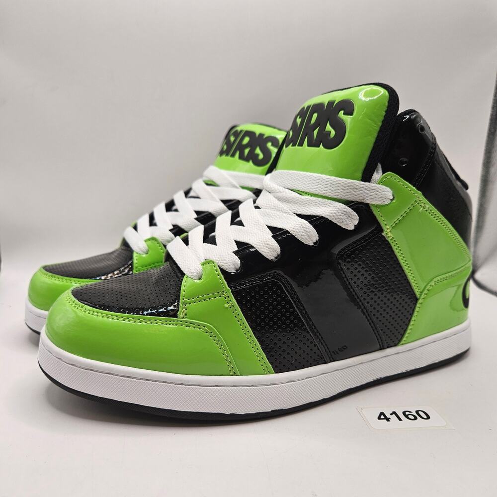 OSIRIS MEN 8 CONVOY MID HJ.BTS.26 SKATEBOARDING SHOES GREE BLACK PATENT NWOB